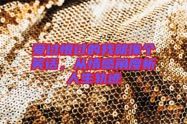 愛過恨過的我就像個笑話，從情感角度析人生軌跡
