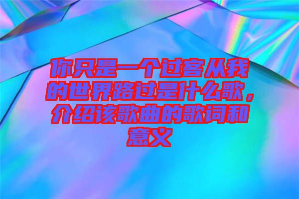 你只是一個(gè)過(guò)客從我的世界路過(guò)是什么歌，介紹該歌曲的歌詞和意義