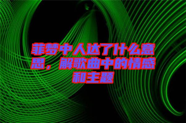 菲夢(mèng)中人達(dá)了什么意思，解歌曲中的情感和主題