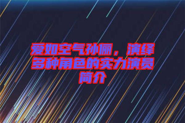 愛如空氣孫儷，演繹多種角色的實(shí)力演員簡介