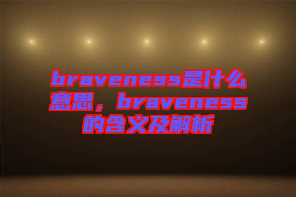 braveness是什么意思，braveness的含義及解析