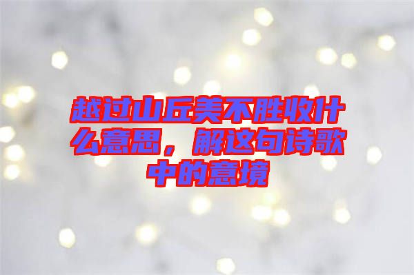 越過(guò)山丘美不勝收什么意思，解這句詩(shī)歌中的意境