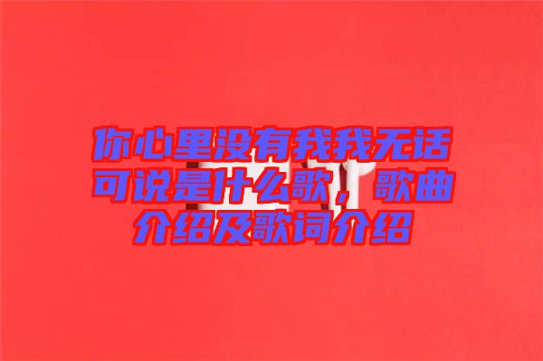 你心里沒有我我無話可說是什么歌，歌曲介紹及歌詞介紹