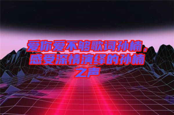 愛你愛不夠歌詞孫楠，感受深情演繹的孫楠之聲