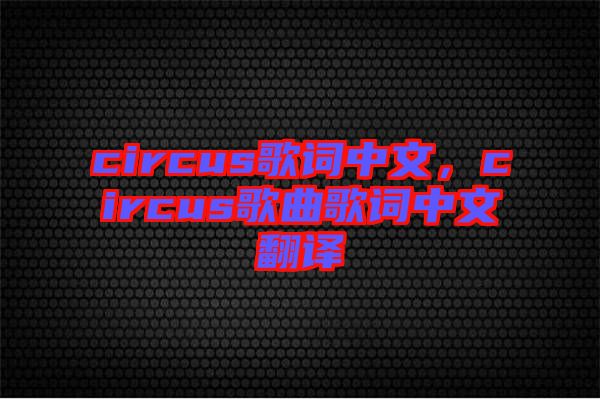 circus歌詞中文，circus歌曲歌詞中文翻譯