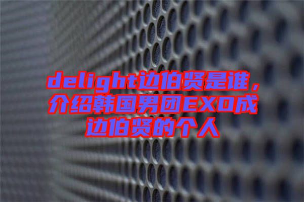 delight邊伯賢是誰，介紹韓國男團(tuán)EXO成邊伯賢的個人