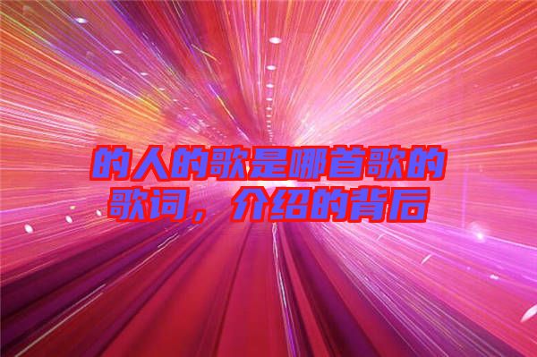 的人的歌是哪首歌的歌詞，介紹的背后