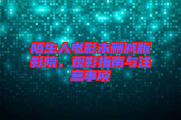 陌生人電影未刪減版影院，觀影指南與注意事項(xiàng)