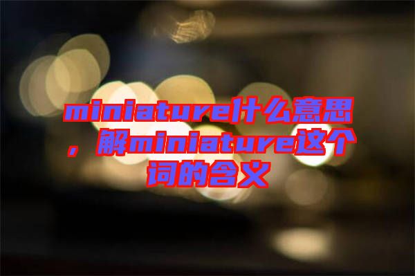 miniature什么意思，解miniature這個詞的含義