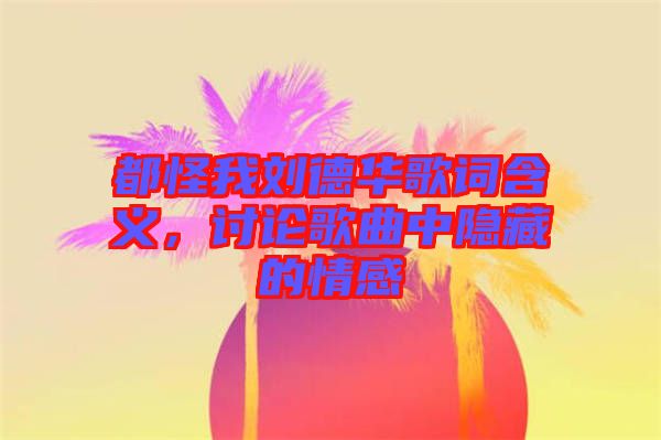 都怪我劉德華歌詞含義，討論歌曲中隱藏的情感