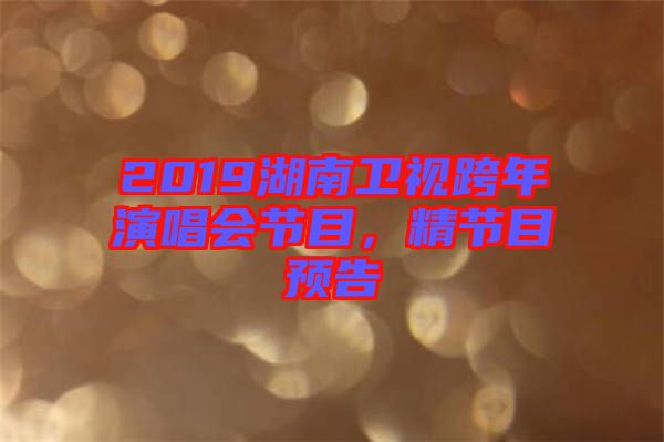 2019湖南衛(wèi)視跨年演唱會節(jié)目，精節(jié)目預(yù)告