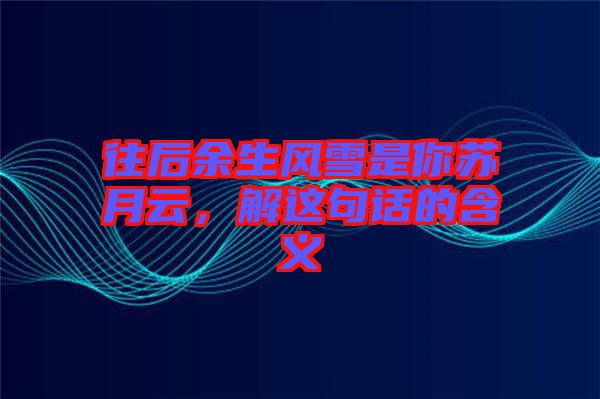 往后余生風(fēng)雪是你蘇月云，解這句話的含義