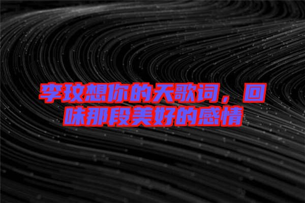 李玟想你的天歌詞，回味那段美好的感情