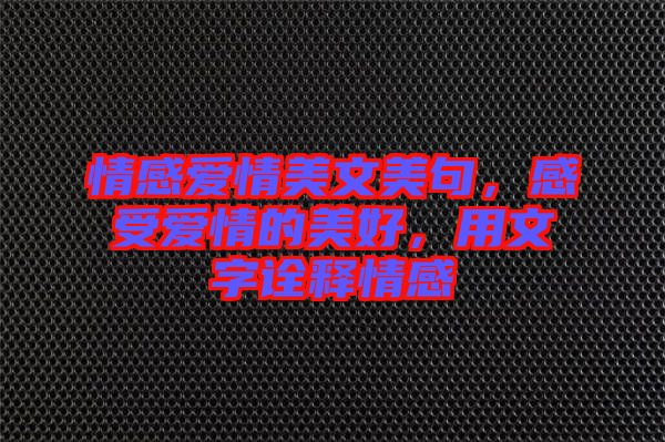 情感愛情美文美句，感受愛情的美好，用文字詮釋情感