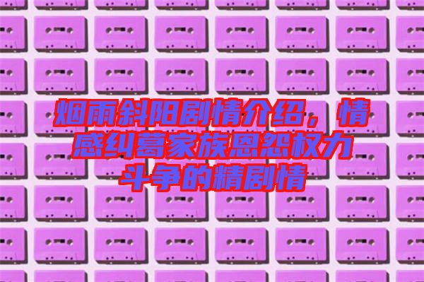 煙雨斜陽劇情介紹，情感糾葛家族恩怨權(quán)力斗爭的精劇情