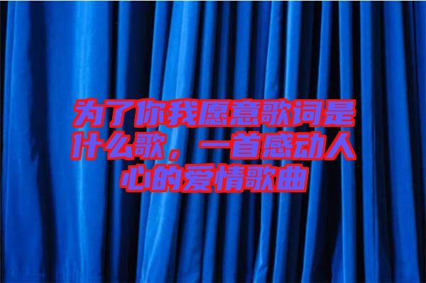 為了你我愿意歌詞是什么歌，一首感動人心的愛情歌曲