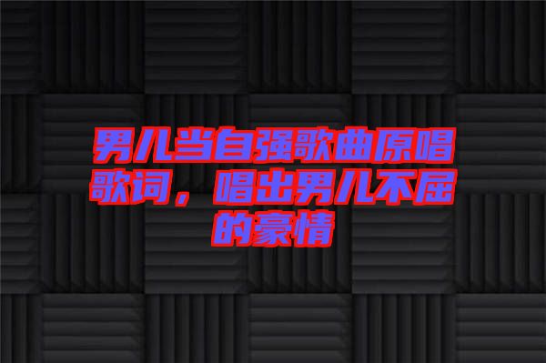 男兒當(dāng)自強(qiáng)歌曲原唱歌詞，唱出男兒不屈的豪情