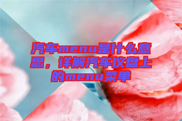 汽車menu是什么意思，詳解汽車儀盤上的menu菜單