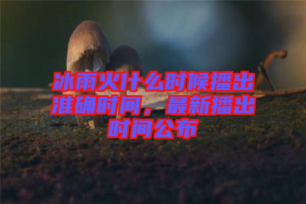冰雨火什么時(shí)候播出準(zhǔn)確時(shí)間，最新播出時(shí)間公布
