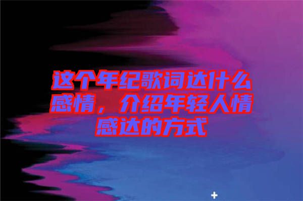 這個(gè)年紀(jì)歌詞達(dá)什么感情，介紹年輕人情感達(dá)的方式