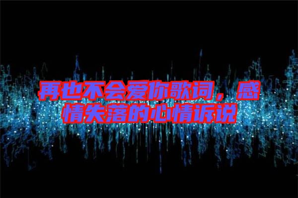 再也不會愛你歌詞，感情失落的心情訴說