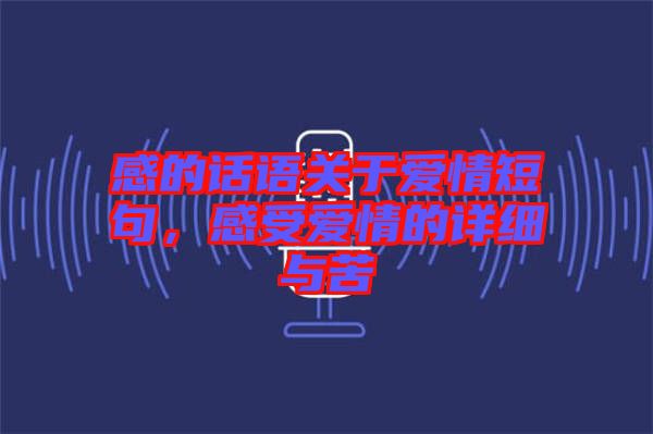 感的話語(yǔ)關(guān)于愛(ài)情短句，感受愛(ài)情的詳細(xì)與苦