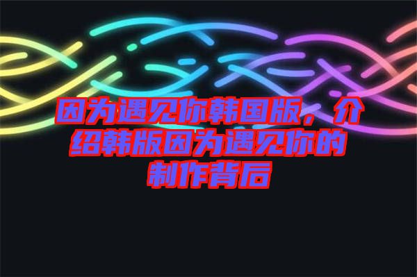 因?yàn)橛鲆娔沩n國版，介紹韓版因?yàn)橛鲆娔愕闹谱鞅澈? width=
