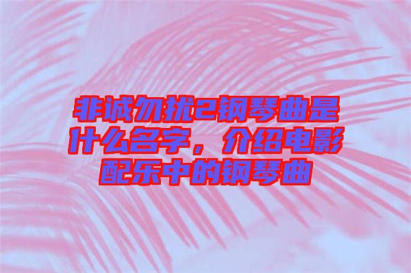 非誠(chéng)勿擾2鋼琴曲是什么名字，介紹電影配樂(lè)中的鋼琴曲