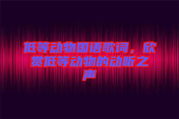 低等動物國語歌詞，欣賞低等動物的動聽之聲