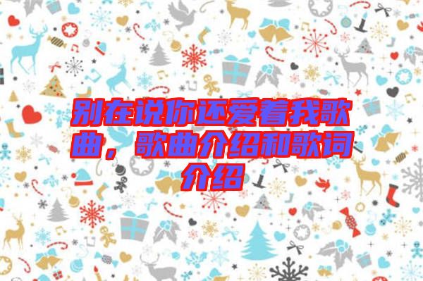 別在說你還愛著我歌曲，歌曲介紹和歌詞介紹