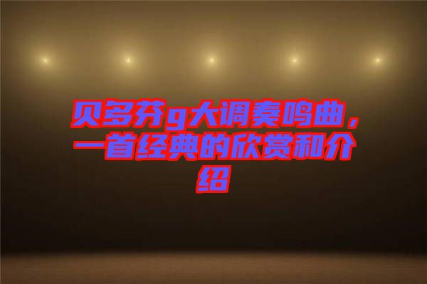 貝多芬g大調(diào)奏鳴曲，一首經(jīng)典的欣賞和介紹