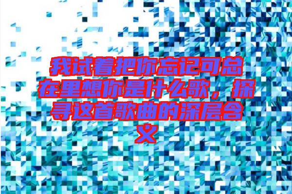 我試著把你忘記可總在里想你是什么歌，探尋這首歌曲的深層含義