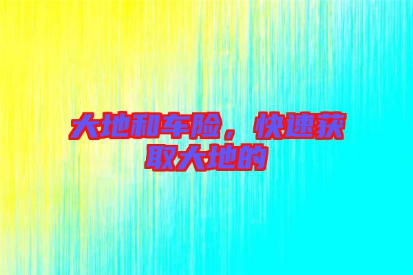 大地和車險，快速獲取大地的