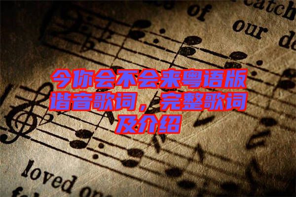 今你會不會來粵語版諧音歌詞，完整歌詞及介紹