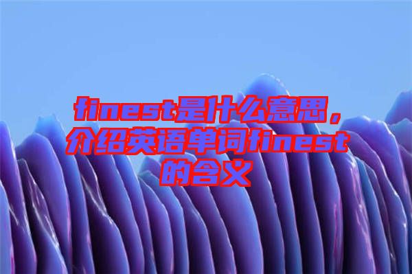 finest是什么意思，介紹英語單詞finest的含義