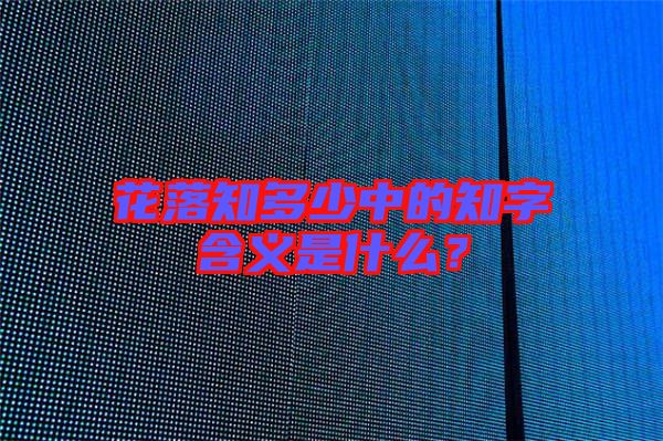 花落知多少中的知字含義是什么？