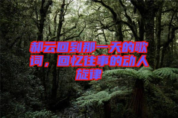 郝云回到那一天的歌詞，回憶往事的動人旋律