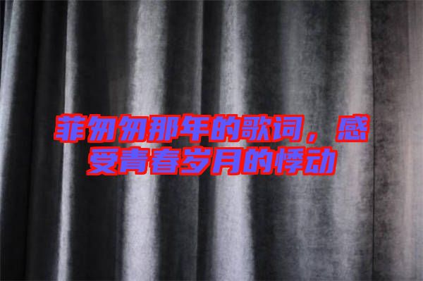 菲匆匆那年的歌詞，感受青春歲月的悸動