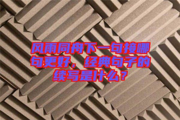 風(fēng)雨同舟下一句接哪句更好，經(jīng)典句子的續(xù)寫是什么？