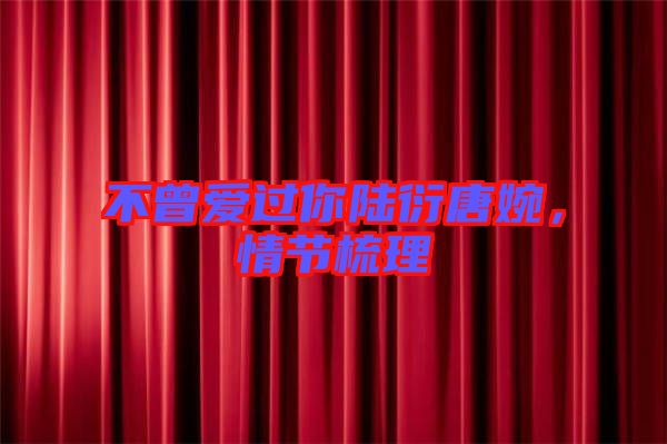 不曾愛過你陸衍唐婉，情節(jié)梳理