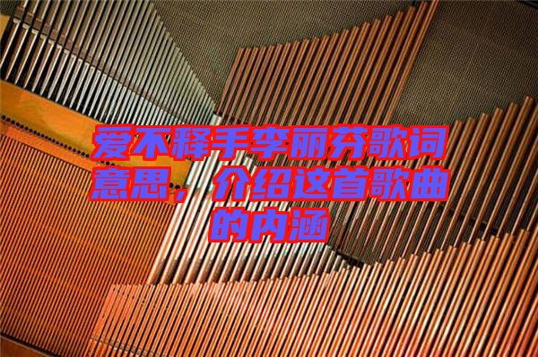 愛不釋手李麗芬歌詞意思，介紹這首歌曲的內(nèi)涵