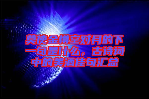 莫使金樽空對月的下一句是什么，古詩詞中的美酒佳句匯總