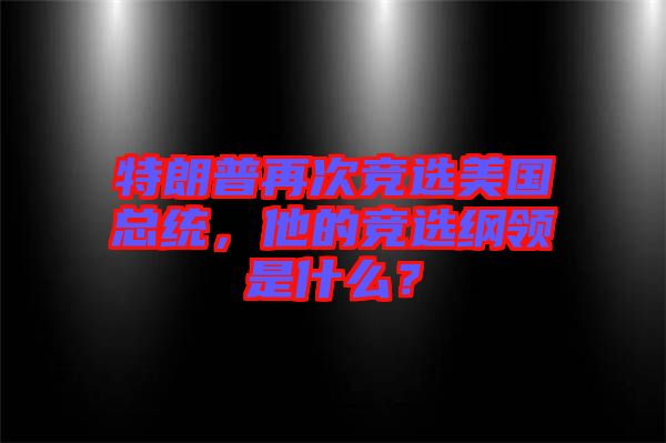 特朗普再次競(jìng)選美國(guó)總統(tǒng)，他的競(jìng)選綱領(lǐng)是什么？