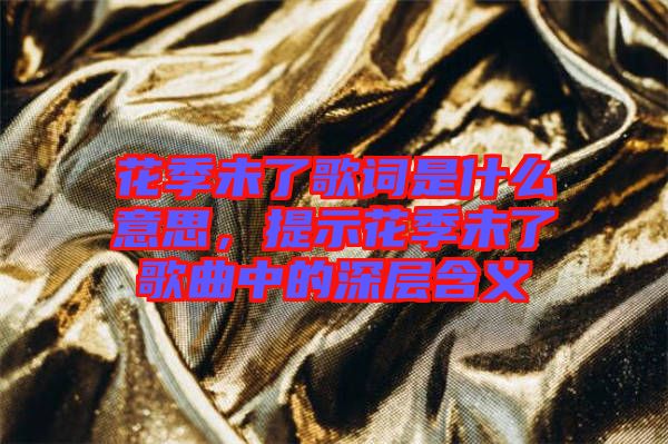 花季未了歌詞是什么意思，提示花季未了歌曲中的深層含義