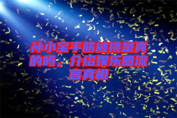 孫小寶手筋被挑是真的嗎，介紹娛樂圈流言真相