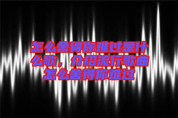 怎么舍得你難過是什么歌，介紹流行歌曲怎么舍得你難過
