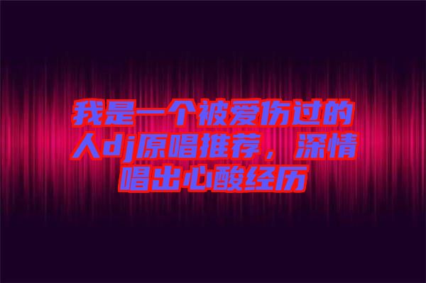 我是一個(gè)被愛傷過的人dj原唱推薦，深情唱出心酸經(jīng)歷