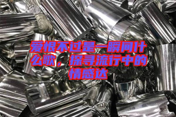 愛恨不過是一瞬間什么歌，探尋流行中的情感達(dá)