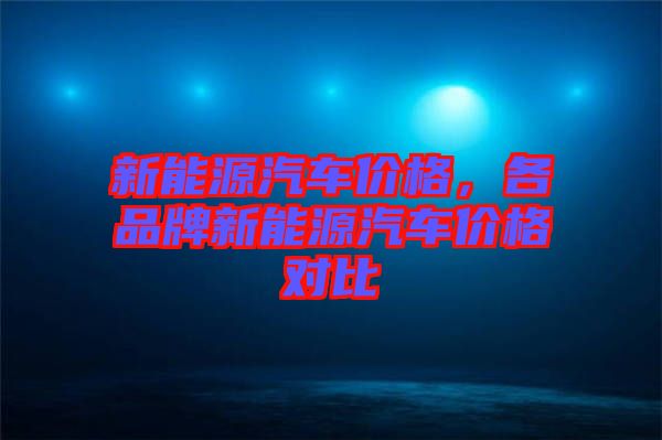 新能源汽車價(jià)格，各品牌新能源汽車價(jià)格對(duì)比