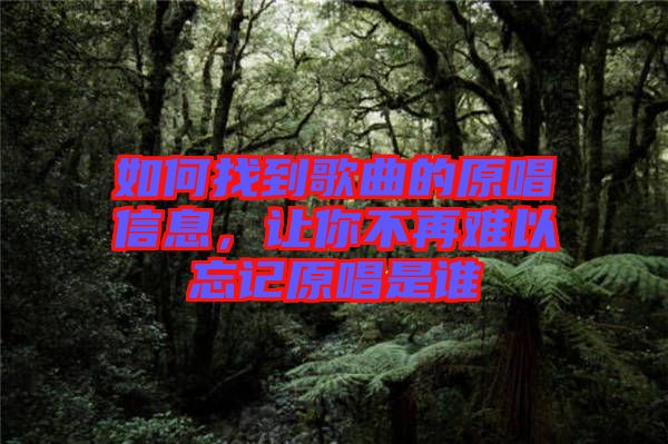 如何找到歌曲的原唱信息，讓你不再難以忘記原唱是誰